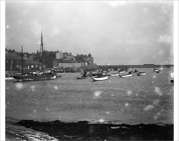 A view of Bridlington Harbour and town, Yorkshire. 11 January 1930 Fish where the fish are