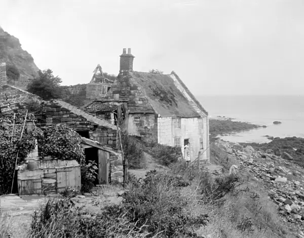 Fishermans tumbledown cottage on the north east coast of England