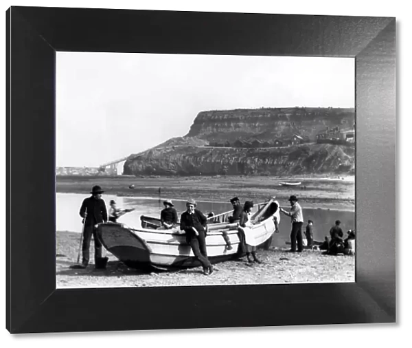 An early fishing boat called a coble at Whitby in Yorkshire, Fish where the fish are