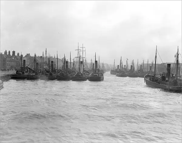 The Herring Fishing fleet moored in harbour at Great Yarmouth, Norfolk, England