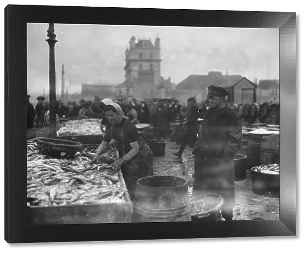 Scotch lassies engaged in curing kippers at Douglas, on the Isle of Man September