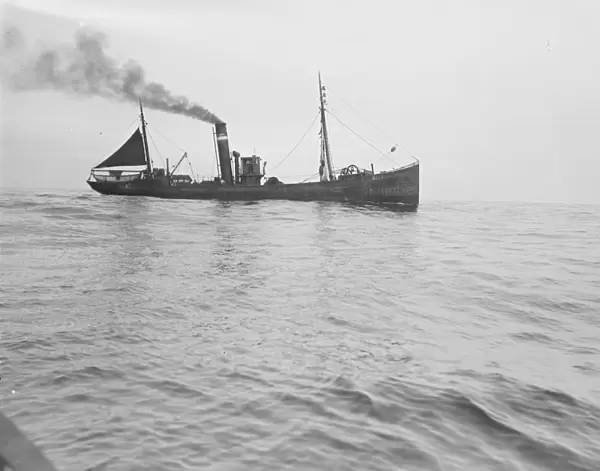 A Grimsby herring trawler in the North Sea Fish where the fish are