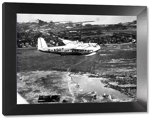 Imperial Airways Empire flying boat Centaurus speeding across Port Melbourne