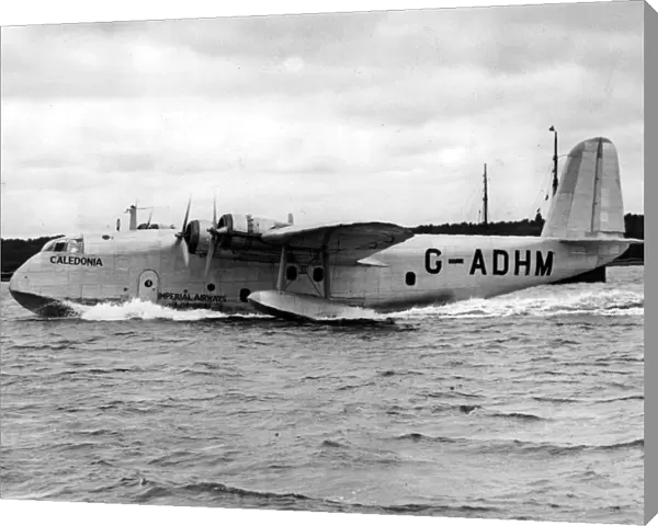 The Imperial Airways flying boat Caledonia about to take off from Southampton