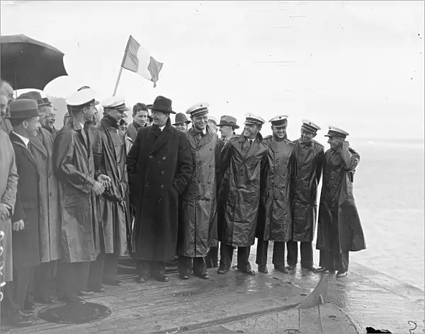 President Eamon de Valera shaking hands with the commander, Captain Harold E Gray