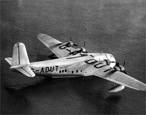 Aerial view of Imperial Airways flying boat Centaurus on the water at Rochester