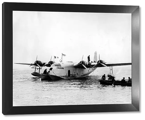 The Imperial Airways flying boat Caledonia on the water at Shannon air base about