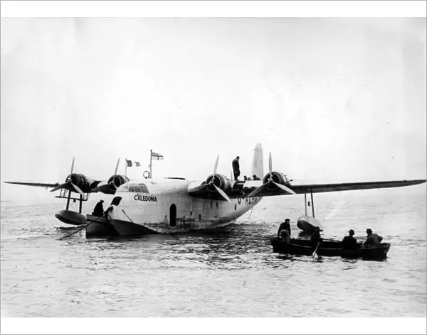 The Imperial Airways flying boat Caledonia on the water at Shannon air base about