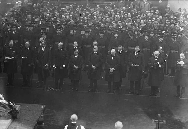 10th anniversary of the Armistice. Members of the government at the Cenotaph, London