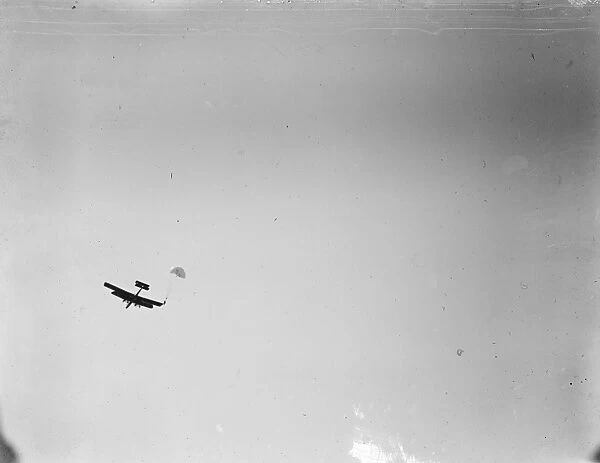 Aerial Derby at Hendon on July 5th Parachutist deploying their chute 21 June 1919