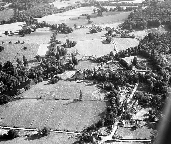 Aerial view of Chiddingstone Castle, Hever, Kent, England 15 September 1962