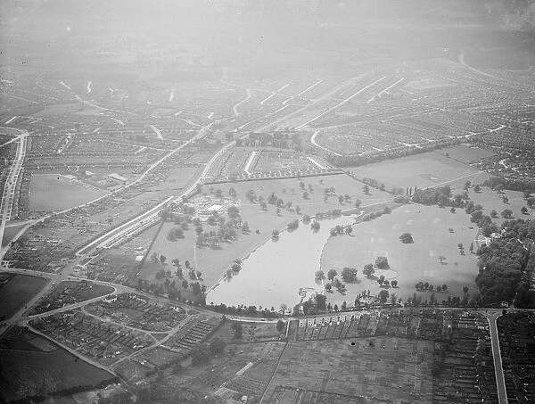 An aerial view of Danson Park and Bexleyheath in Kent. 1939
