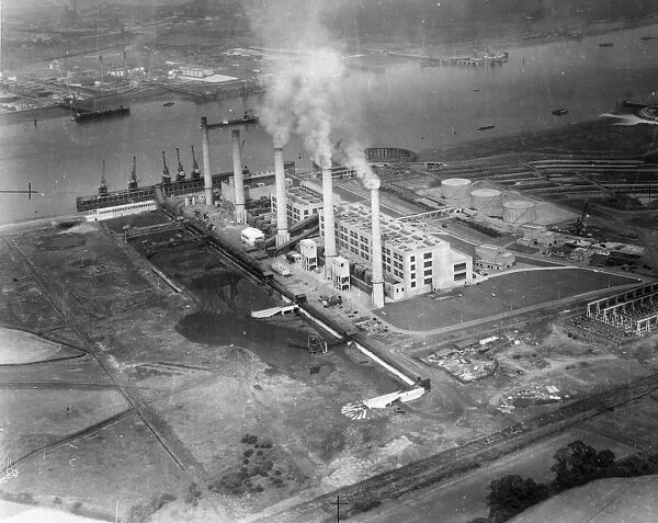 Aerial view of Littlebrook Power Station on the River Thames near Dartford, Kent