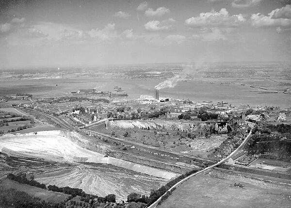 Aerial view of the urban  /  industrial port town of Greenhithe, Kent - 1939 ?TopFoto