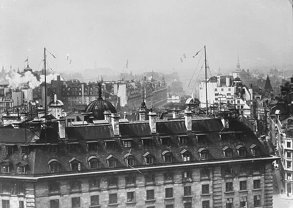 The aerials of 2 LO, the London Broadcasting Station at Marconi House, Strand