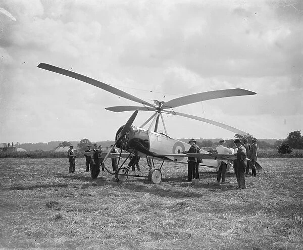 Air ministrys first windmill plane at Hamble aerodrome. The windmill before flight