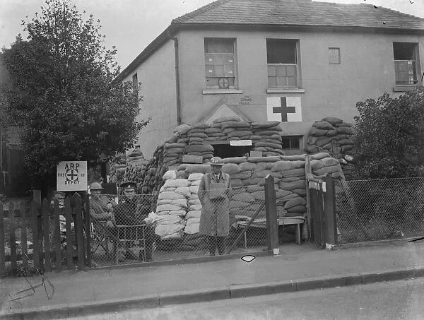 An Air Raid Precautions first aid post in Sidcup, Kent. The building has been fortified