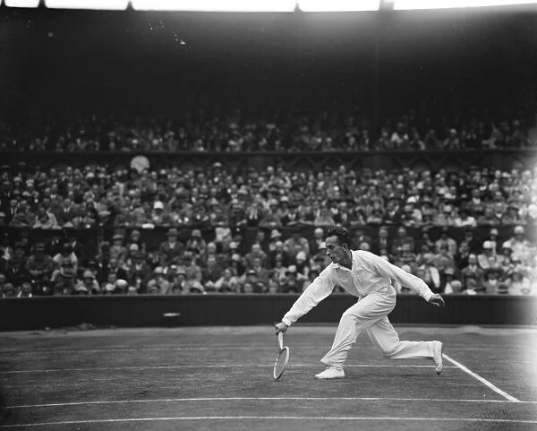 All French final at Wimbledon. Henri Cochet in play against Ren? Lacoste. 6