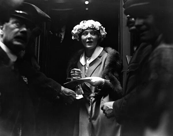 American actress, Mary Pickford at Southampton, signing autographs on the start