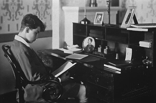 The Archduke Otto of Austria at the desk of his villa in Lequeitio, Spain. 26