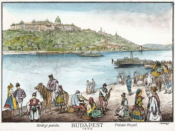 Archive Hungary - Budapest 1896 - postcard. View from Pest (east) across the Danube