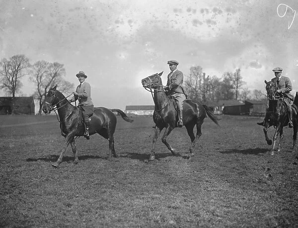 Argentine Polo Practice at Neasden Left to right Mr Nelson, ( No 2 ), J R Miles