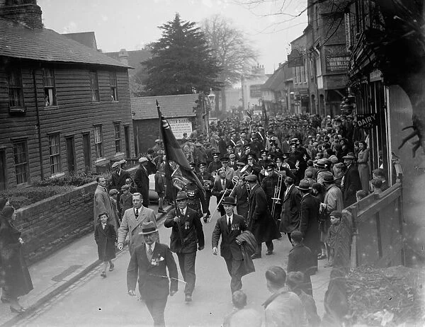 Armistice day procession through St Mary Cray, Kent. 1936