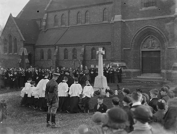 Armistice memorial service in Erith, London. Boys choir singing at the memorial