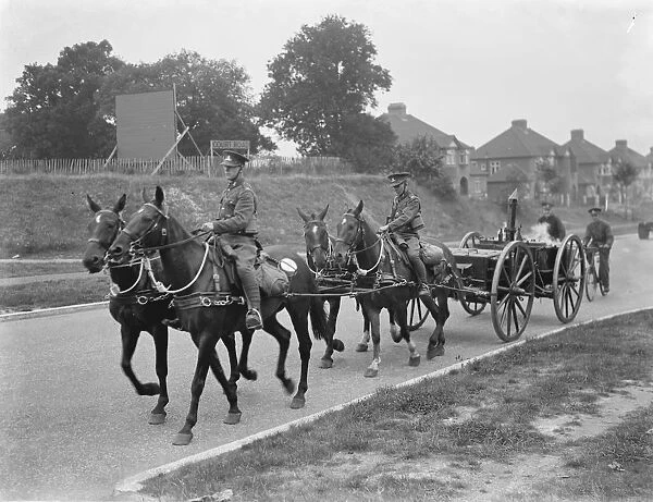Army manoeuvers in Orpingon, Kent. Horse drawn army stoves. 1936