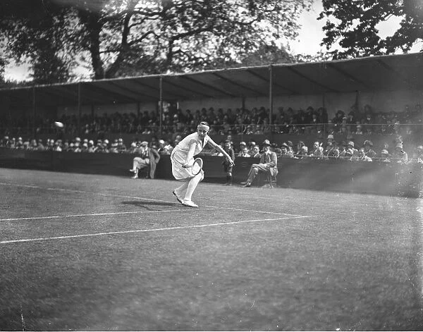 At the Beckenham Tennis Tournament, Mlle D Alvarez on court. 1926