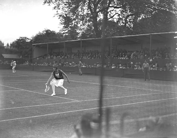 At the Beckenham Tennis Tournament, Mlle D Alvarez on court. 1928