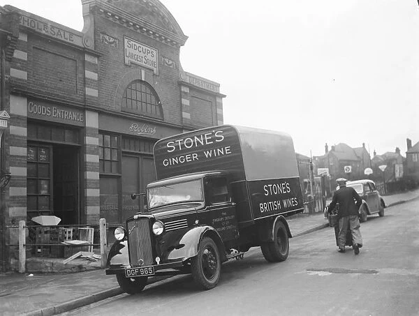 A Bedford truck from the Stones Ginger and Wine company, parked outside Robins
