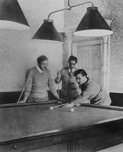 In the billiards room at the Royal Palace at Paghman; King Amanullah of Afghanistan