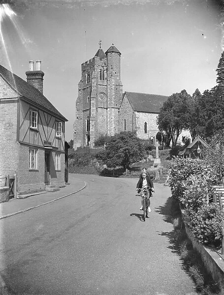 The Birling church and smithy near Meopham, Kent. 1939