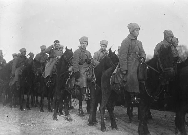 Bolshhevik cavalrymen in a street in Petrograd, Russia 9 August 1920