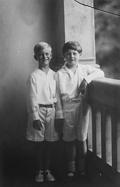 The boy King Michael of Rumania with Prince Paul of Serbia. 7 January 1929