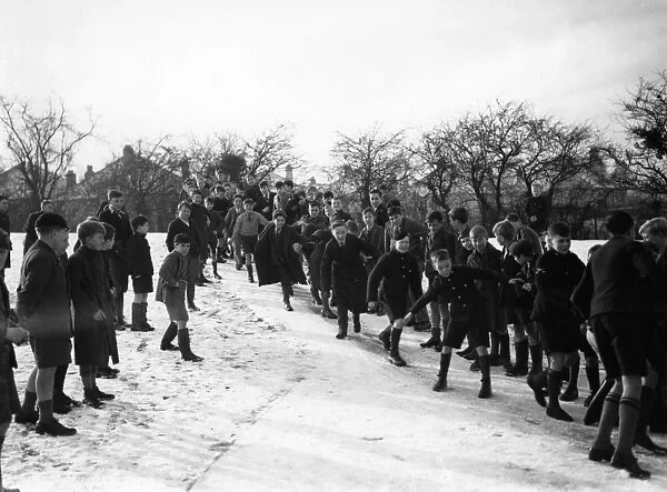 Boys sliding in Playground Orpington 1937