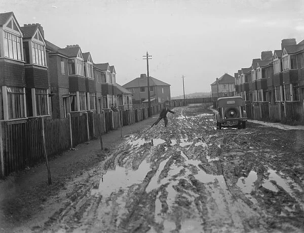 Brentlands Avenue in Dartford, Kent, following the floods. 1936