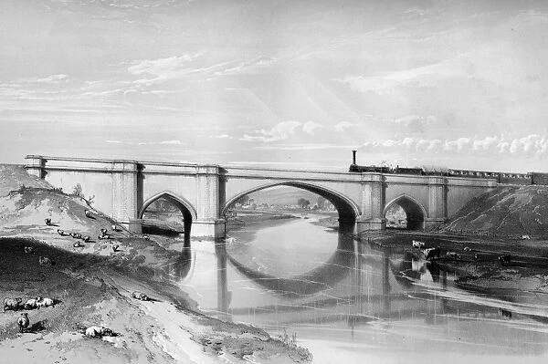 Bridge over the Avon, near Bristol, with steam train crossing