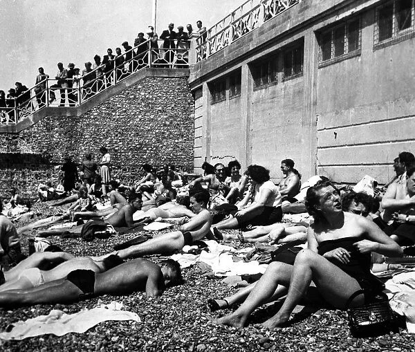 Brighton Sunbathing on the beach 20 June 1954