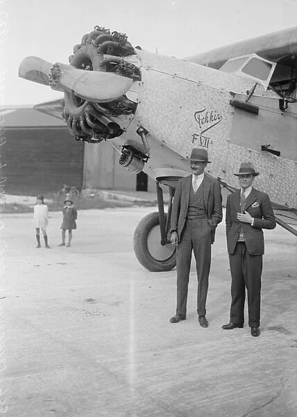 British Atlantic flight attempt. The St Raphael arrives at Upavon Aerodrome. The
