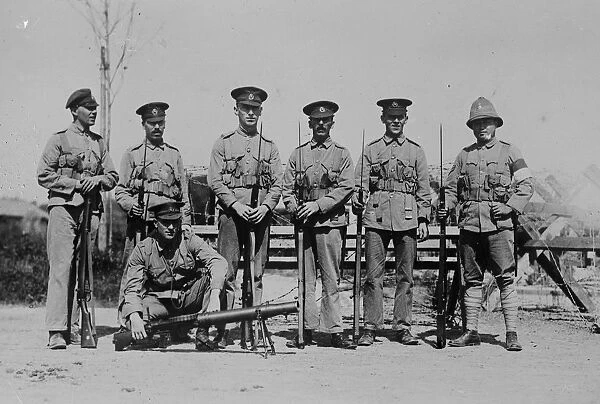 British Marines in Shanghai. An outpost picket of British Royal Marines. On left