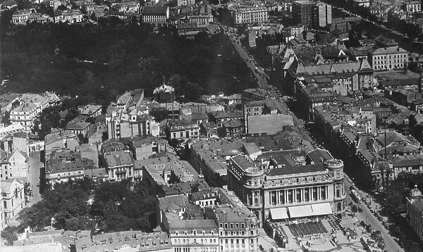 Bucharest, Romania : An aerial view showing in the foreground the intersection of