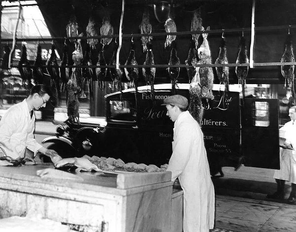Butchers shop with Delivery van for Pearce Brothers, fishmongers and poulterers