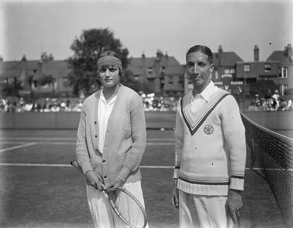 C Kingsley and Miss Bennett at Wimbledon. 1925