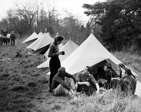 Some of the campers with their tents at Eynsford 2nd February 1948 A few hardy members