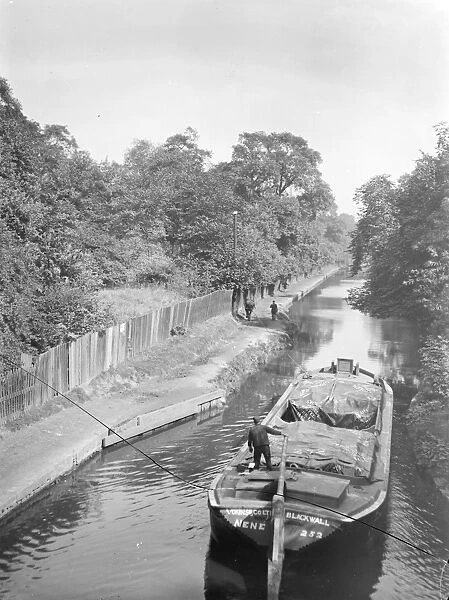 A canal barge on the Southern Blackwall Canal from the Vokins Company Ltd. undated