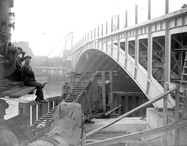 Canning Town, London: building a bridge. 1933