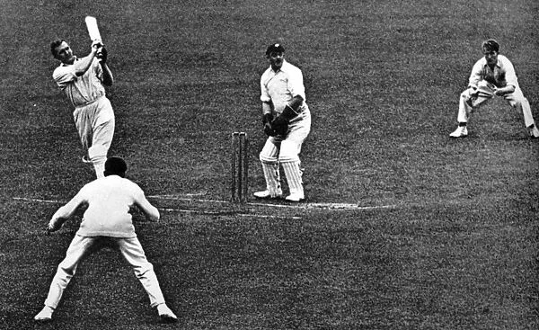 Captain Charles Burgess Fry pulls the ball to leg in a match aginst Yorkshire