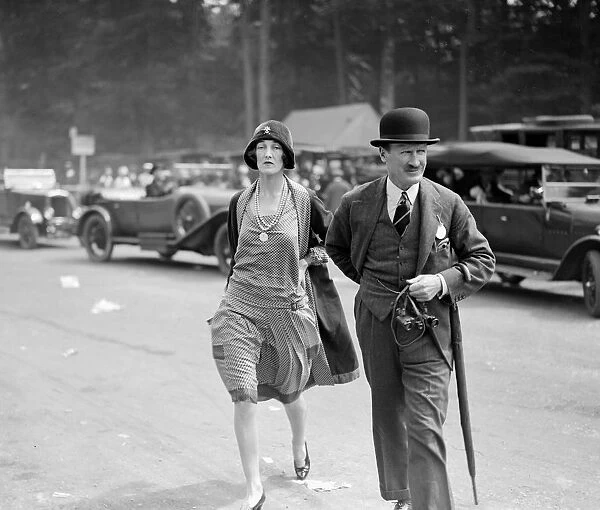 Captain and Mrs McBean at Goodwood Racecourse, Sussex, UK. 1927